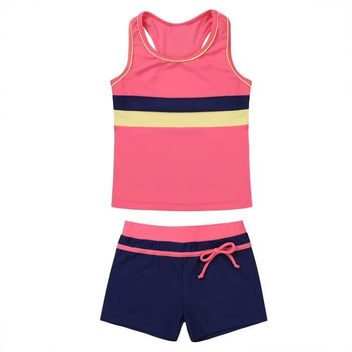 MAILLOT DE BAIN Filles rayures Sans manches encolure ronde
