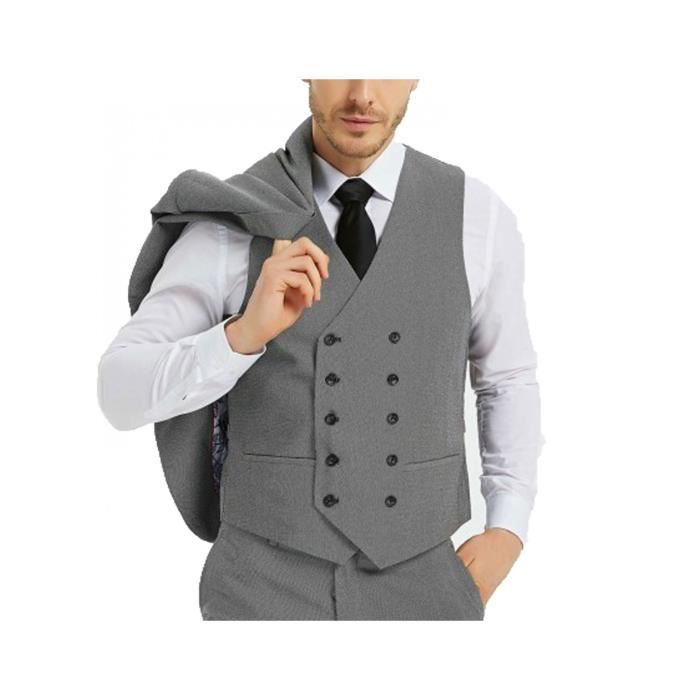 Gilet de costume homme veston Gris Cdiscount Pr t Porter