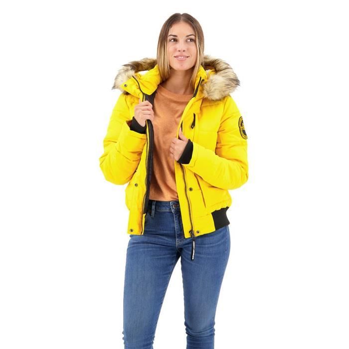Veste Superdry Everest Hooded Puffer Bomber Utah Gold Yellow Femme