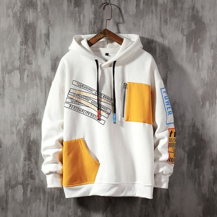 Hommes Automne Grande Taille Sweat Capuche Patchwork Couleur Bloc