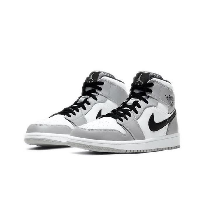 Nike Air Jordans 1 Mid Chaussures de Basket Air Jordans One Light Smoke  Grey Pas Cher pour Homme Femme Gris et Blanc - Cdiscount Sport