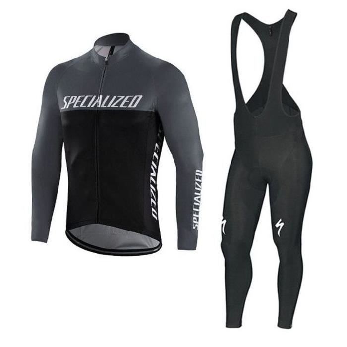 Tenue Cycliste Homme Hiver Tenue Cyclisme Hiver NUNOMO - Maillot Et Pantalon Thermique Avec Coussin Gel 9D Pour VTT Et Vélo Pantalon Bretelles Vélo