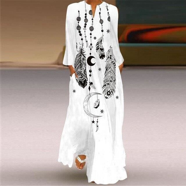 Robe blanche imprimée hot sale