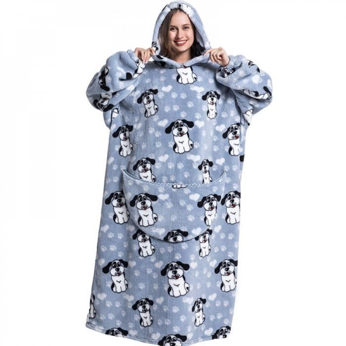 à extra long pour femme, adulte et homme, polaire surdimensionnée,couverture à capuche,Taille Unique,19,SOUS-PULL