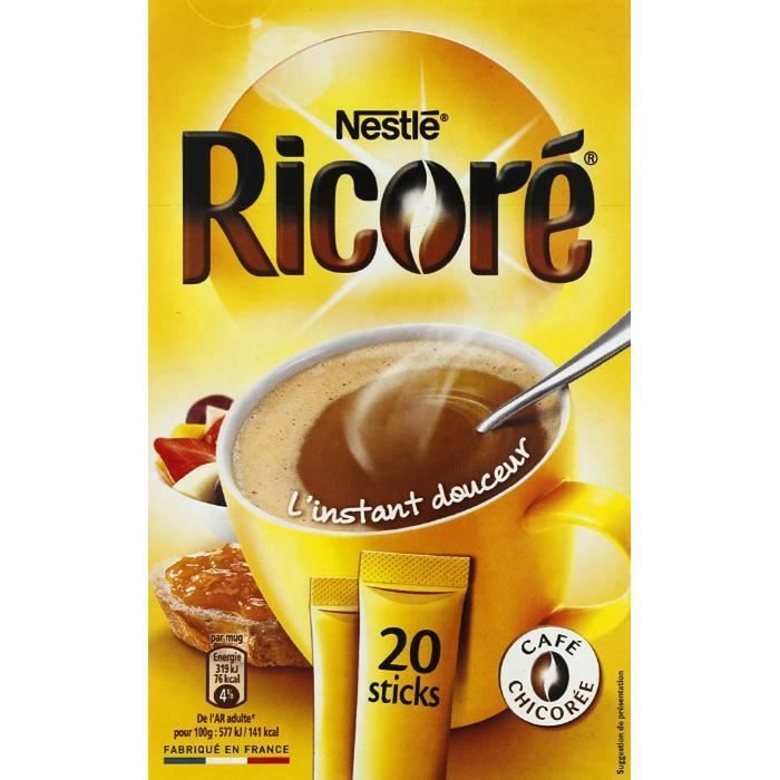 NESTLE Ricoré Café soluble à la chicoré soluble en sticks - 60 g