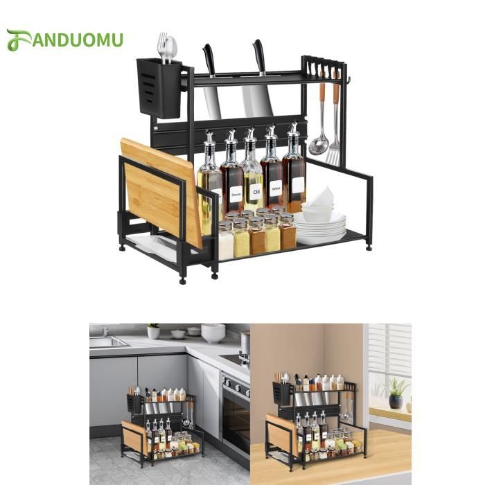 Étagère Porte 10 Niveaux 154 Cm – Organisateur Suspendu Métal Noir, Crochets, Charge 27 Kg, Rangement Épices Cuisine, Salle De Bain, Garde-Manger