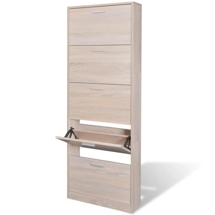 2028Mobilier BEST® Armoire à chaussures Étagère à Chaussures Meuble de Rangement Contemporain en bois avec 5 compartiments Aspect ch
