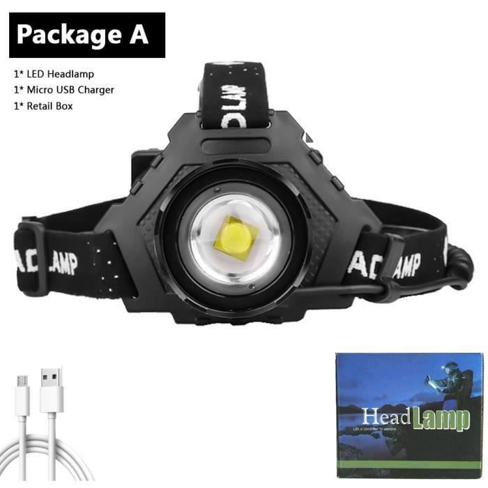 Lampe Frontale Sogdeco 90000 Lumens Rechargeable - 7800mAh, IPX7, Capteur Gestuel - Pour Camping, Randonnée