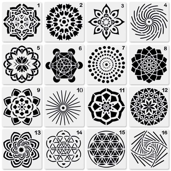 New 9Pcs/Lot À faire soi-même Mandala Layering Pochoirs ronds Géométrie Peinture Scrapbooking