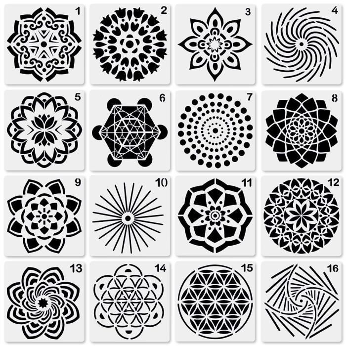 Lot De 16 Pochoirs De Peinture A Pois Mandala Pochoirs A Pois Pour