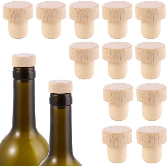 Lot De 8 Bouchons De Vin En T En Bois - 33 X 19 Mm - Bouchons Liège Souples Pour Bouteilles De Vin, Réutilisables Et écologiques