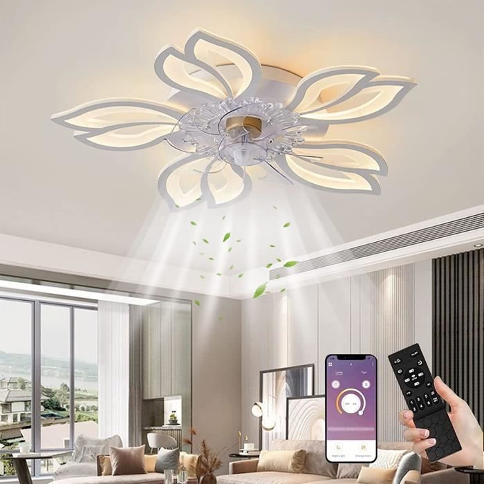 Ventilateur De Plafond Avec Lumière LED - 47cm, 60W, 4200LM, Télécommande RVB, 6 Vitesses, Silencieux - Pour Chambre, Salon