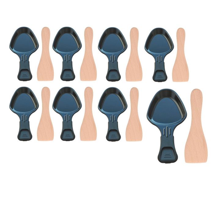 Lot de 8 coupelles à raclette et 8 pelles en bois pour Poêlon spatule raclette Raclette gril Wok MOULINEX TEFAL 164056