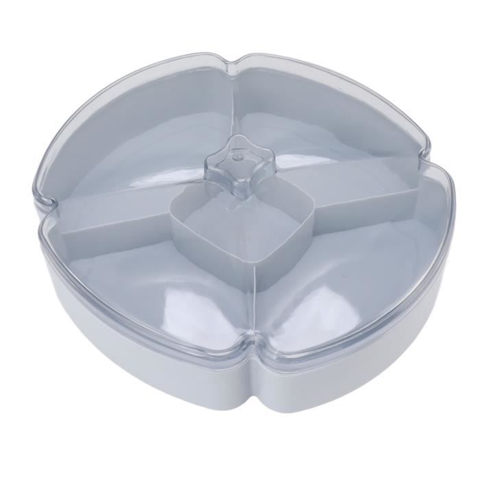 Colexy Set De 4 Assiettes à Snacks Compartimentées - Plastique Alimentaire Sans BPA - Réutilisables Et Empilables - 18x16cm