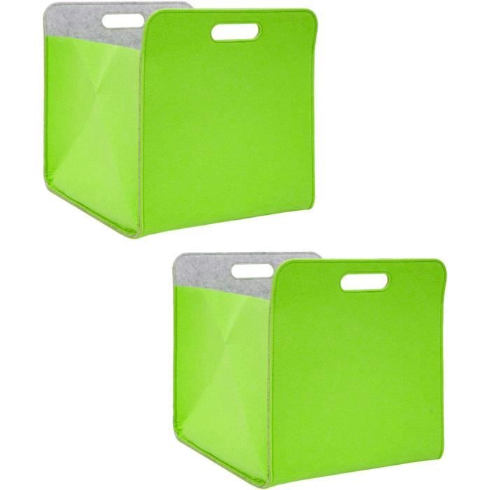 Lot de 4 boîtes de rangement cubiques pliables en tissu avec deux