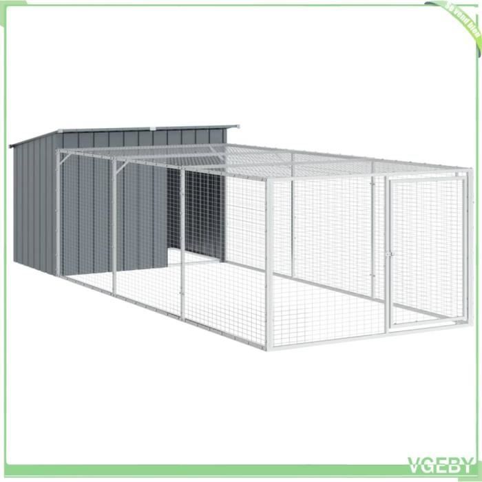 Comparer les prix de VGEBY Niche pour chien avec cour anthracite 153x396x110 cm - 7894202805609