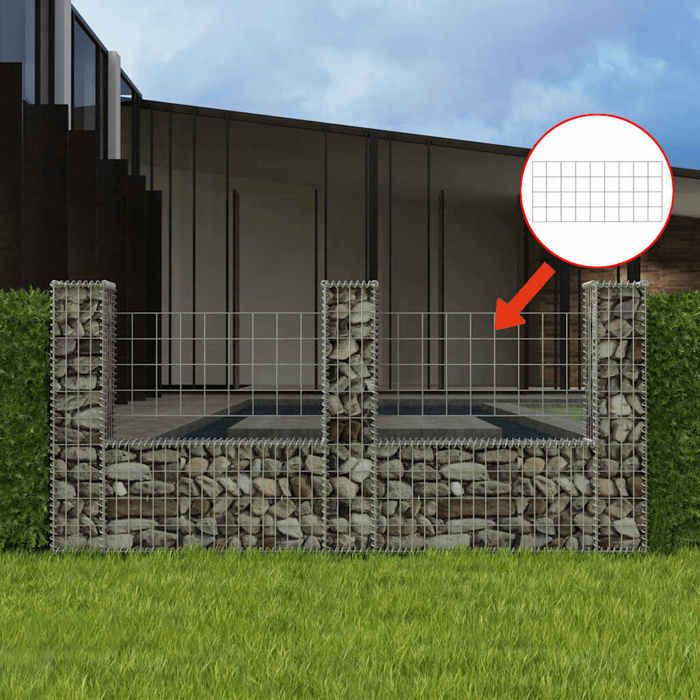 vidaXL Panier de Gabion en U Acier 240x20x100 cm Clôture de Jardin Décoration 142546
