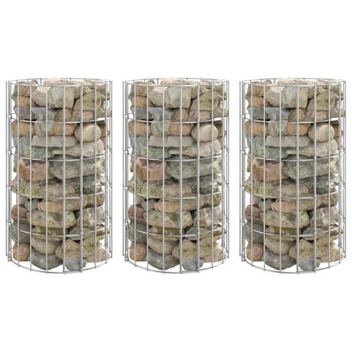 vidaXL Lit Surélevé Gabion Circulaire 3 Pcs