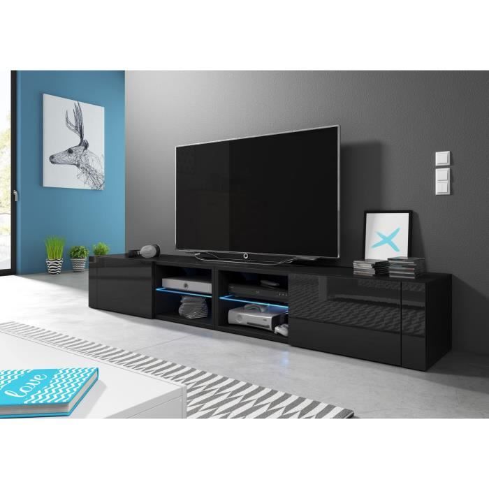 Vivaldi Meuble Tv Hit 2 Double 200 Cm Noir Mat Noir