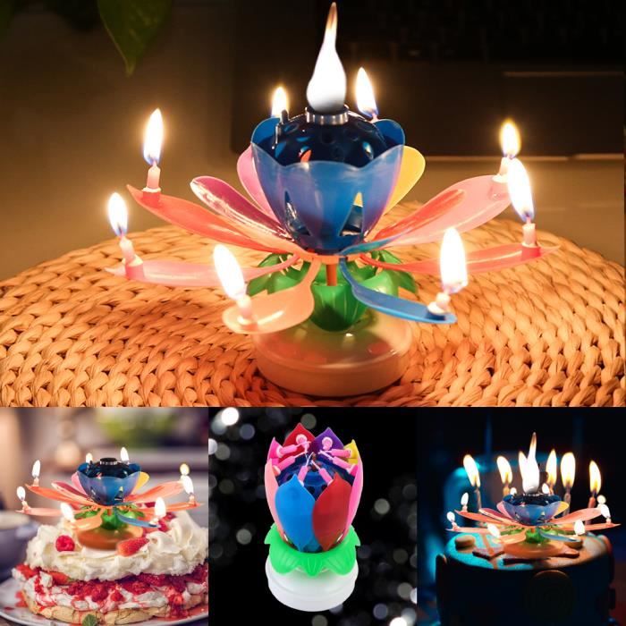 Bougie De Joyeux Anniversaire Rotative De Fleur Musicale De Gateau De Fete Avec 8 Petites Bougies Cdiscount Maison