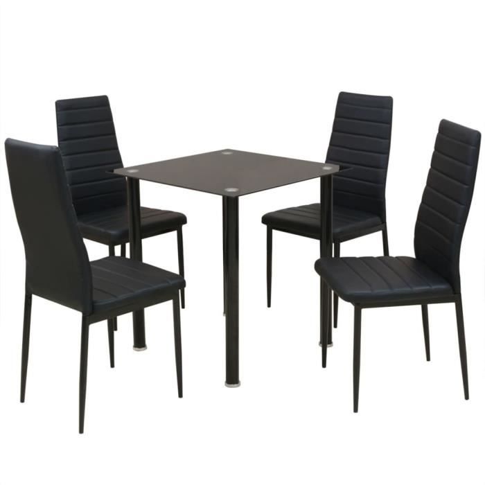 ensemble table et chaise de salle à manger - zerone - noir - laqué - contemporain - design