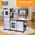Cuisine enfant en bois - BABY VIVO - Toni - Robinet mobile - Four et plaque de cuisson - Accessoires-1
