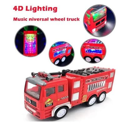 Voiture de Pompier avec Lumières LED 4D, Sons, Véhicule de Pompier, Camion Jouet, Jeu Éducatif, Voiture Jouet pour 3 4 5 6 Ans