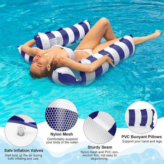 Hamac Gonflable Pour Bain Avec Filet - 160x84cm, Tête Amovible