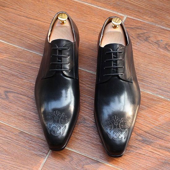 Chaussures D'Affaires Homme En Cuir Véritable - Chaussures Basses à Lacets Cuir De Vachette Espagnoles