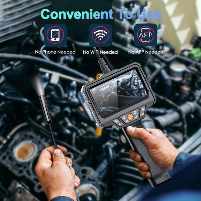 Blayram Caméra Endoscope 1080P 4,3" Écran IPS – 5M Semi-Rigide, IP67 Étanche, Lumière LED Réglable, Idéal Inspection & Bricolage