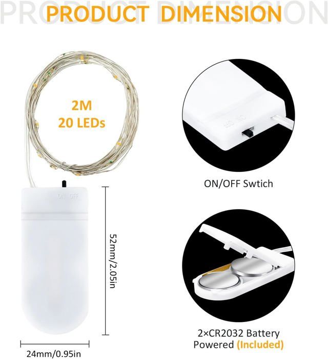 OOTB Guirlande Lumineuse, Coquillages, Avec 9 LED Blanc/chaud, (piles