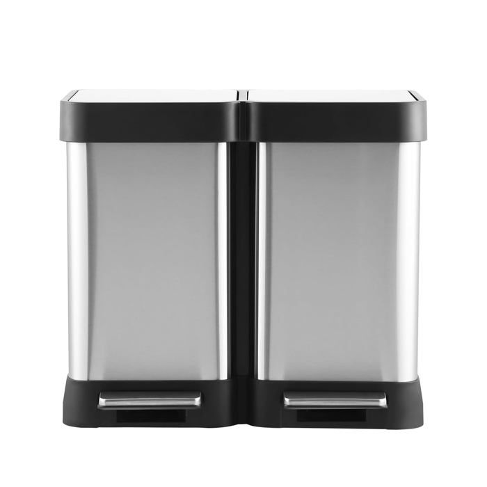 LIWI-Poubelle de cuisine à pédale 40L LINCOLN en plastique aspect métal LIWI-Poubelle de cuisine à pédale 40L LINCOLN en plastique aspect métal