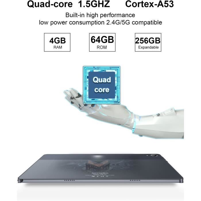 OUZRS Tablette Tactile 10 Pouces Android 12 GMS, Tablette 4Go RAM 64Go/TF  128Go ROM, Octa-Core, Tablette Dual Caméra HD IPS, Tablette Pas Cher  Bluetooth Netflix Type-C(WiFi Version) : : Informatique