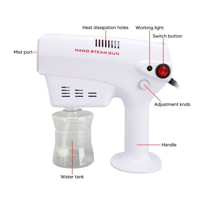 Pulvérisateur Désinfectant Portable 300 Ml – Brumisation Ultra-Fine, 6 LED Bleues, Charge Type-C, 20 Min Continu