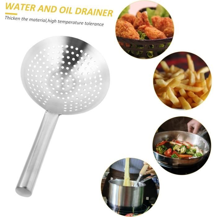 Passoire écumoire Inox 18 Cm - Pour Raviolis, Nouilles, Friture, Manche Long, Boucle De Suspension, Lave-vaisselle