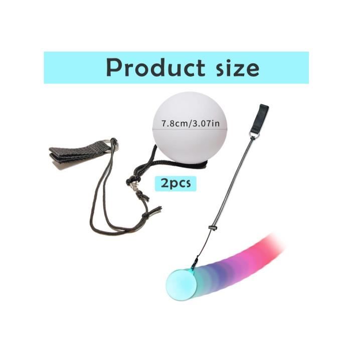 Set de 3 balles Poi LED, balles Poi LED Glow Poi avec couleurs arc-en-ciel et effet Set de 3 balles Poi LED, balles Poi LED Glow Poi avec couleurs arc-en-ciel et effet