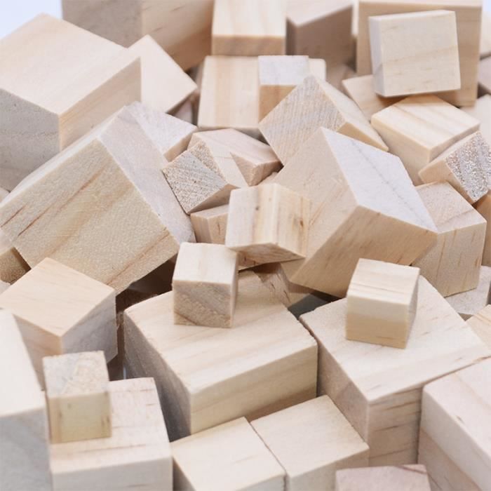 Lot de 8 cubes en bois vierges, grands cubes de construction 50 x 50 x 50 mm, carrés, naturels, pour travaux manuels et apprentissage
