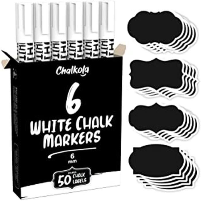 Marqueurs Craie Chalkola - Lot De 8 Couleurs Naturelles, Pointe Fine 6mm - Pour Tableaux, Vitres, Scrapbooking