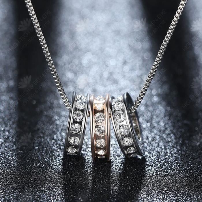 Collier Pendentif HTBE® Anneaux Argent Géométrique
