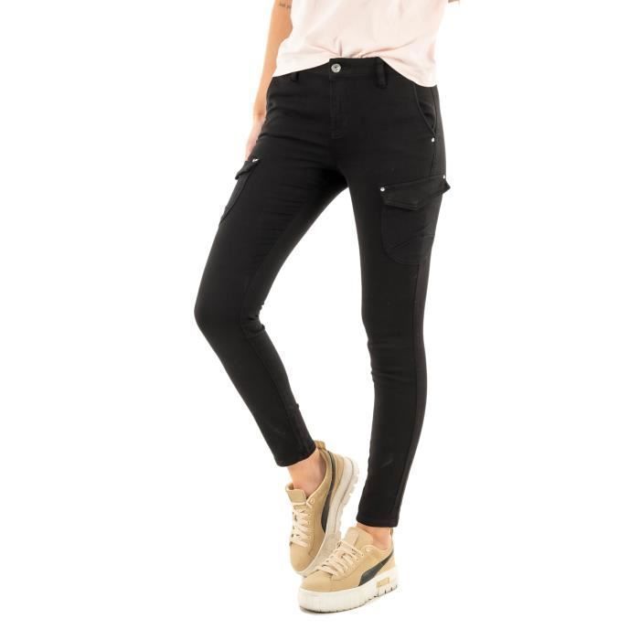 Pantalon slim femme KAPORAL Dera Exblac Noir Coupe ajustee Taille standard Noir Cdiscount Pret a Porter