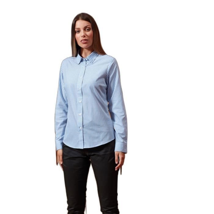 Chemise Perlis Homme – XL – Bleu Vichy – Manches Longues – Style Preppy Nouvelle-Orléans