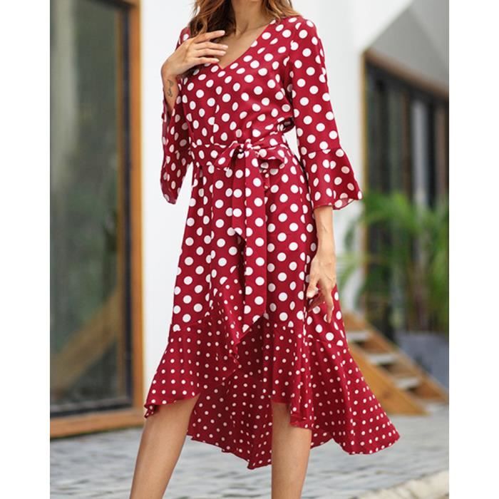 Robe à pois manche longue new arrivals
