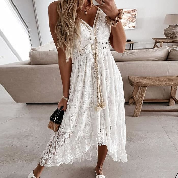 Robe blanche à dentelle deals