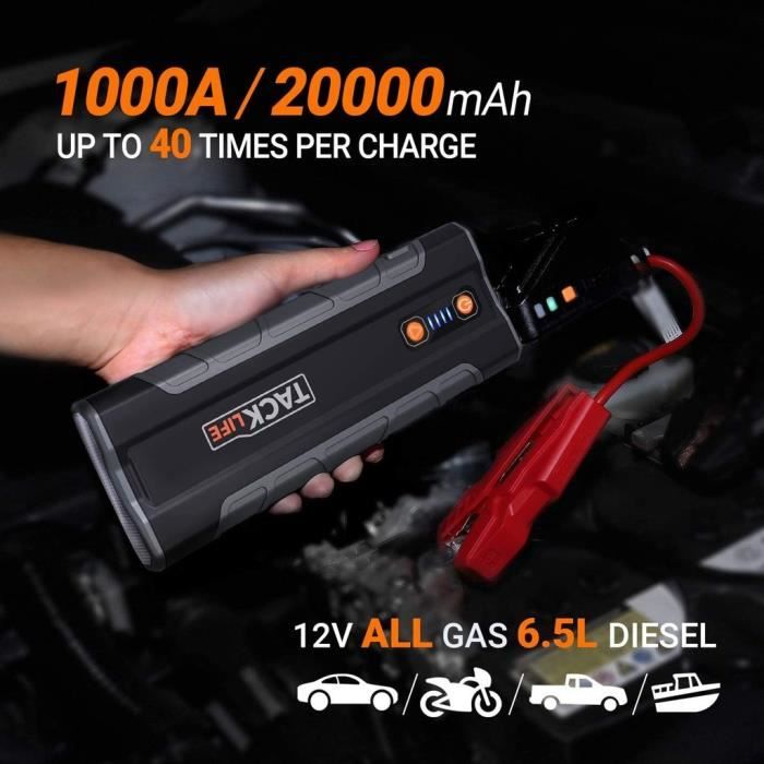 Démarreur de Batterie de Voiture 1000 A TACKLIFE, Booster de Démarrage Portable 18000mah avec écran LCD - T8 MAX - Cdiscount Auto Démarreur de Batterie de Voiture 1000 A TACKLIFE, Booster de Démarrage Portable 18000mah avec écran LCD - T8 MAX - Cdiscount Auto