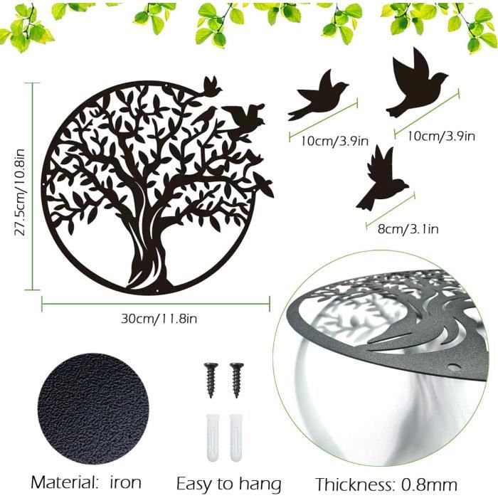 Arbre De Vie Métal Mural – Décoration Ronde Minimaliste 36 Cm Or/Nature | Symbole Famille, Harmonie & Sérénité Pour Salon, Chambre Ou Bureau