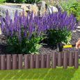 Bordure de pelouse en plastique - AUFUN - Module simple - Marron aspect bois - Résistant aux UV et imperméable-2