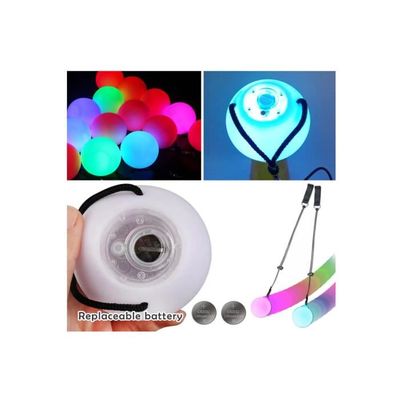 Capgoost Lot de 2 balles de poï à LED - Boules de jonglage lumineuses - Jouet de cirque - Frisbee lumineux - Pour adultes - Jouet lumineux pour débutants et professionnels