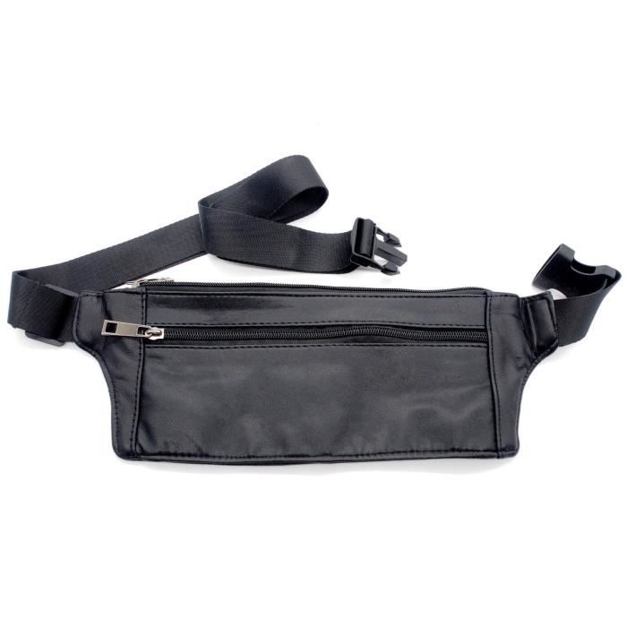 Sacoche banane extra plate ceinture cache billets cuir veritable homme femme NOIR Cdiscount Bagagerie Maroquinerie