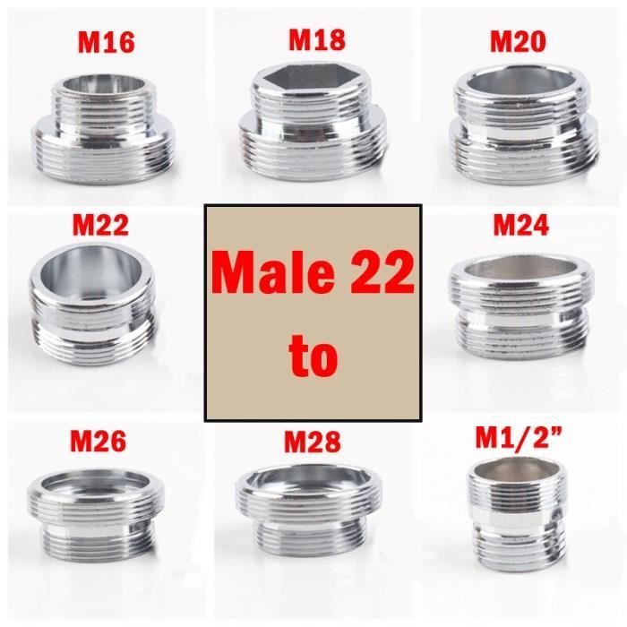 Connecteur de filetage mâle M22 à M20 M18 M28 en acier inoxydable