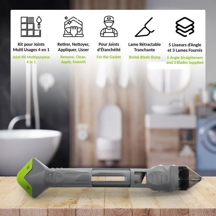 Lot De 4 Lisseurs Pour Joints Avec 16 Formes - Kit Facil'Joints Pour Mastics Salle De Bain Cuisine, Finition Parfaite
